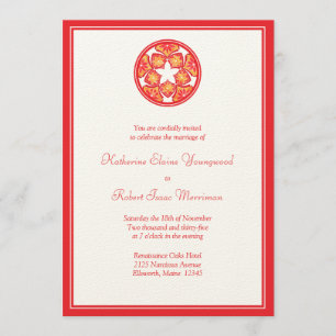Faire-part de mariage floral rouge de tuiles