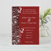 Faire-part de mariage floral rouge et Brown (Debout devant)