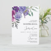 Faire-part de mariage Floral rouge et violet (Debout devant)