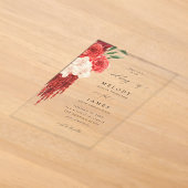 Faire-part de mariage floral rouge V2 (Poser)