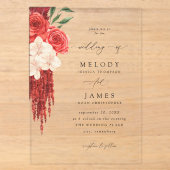 Faire-part de mariage floral rouge V2 (Recto)