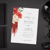 Faire-part de mariage floral rouge V2