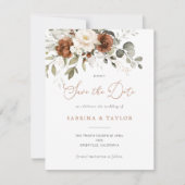 Faire-part de mariage Floral Rust Cream Greenery (Devant)