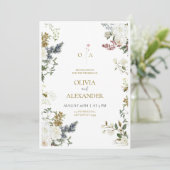Faire-part de mariage floral rustique (Debout devant)