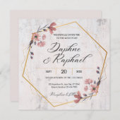 Faire-part de mariage floral rustique (Devant / Derrière)