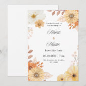 Faire-part de mariage floral rustique  (Devant / Derrière)