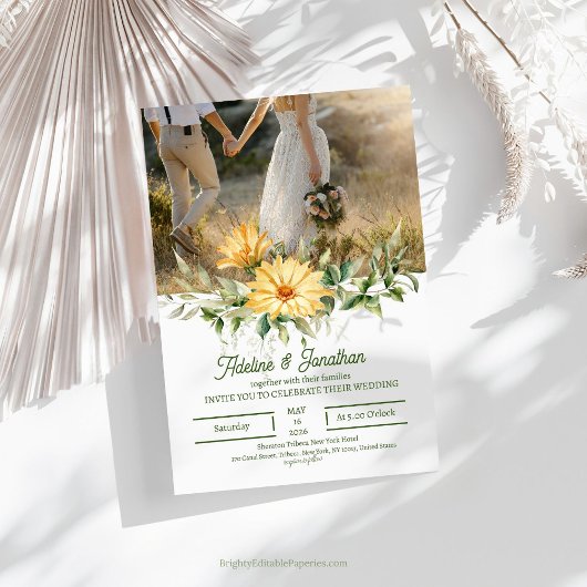 Faire-part de mariage floral rustique