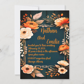 Faire-part de mariage floral rustique