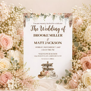 Faire-part de mariage floral rustique à voix douce