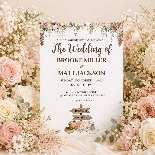 Faire-part de mariage floral rustique à voix douce