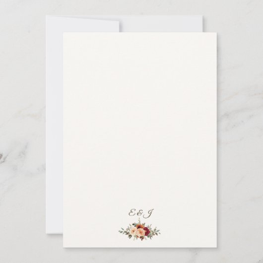 Faire-part de mariage Floral Rustique Automne (Dos)