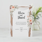 Faire-part de mariage floral rustique avec arche e (Debout devant)
