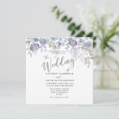 Faire-part de mariage floral rustique bleu eucalyp (Debout devant)