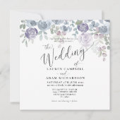 Faire-part de mariage floral rustique bleu eucalyp (Devant)