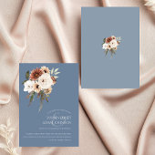Faire-part de mariage floral rustique bleu foncé