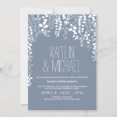Faire-part de mariage floral rustique (bleu poussi (Devant)