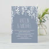 Faire-part de mariage floral rustique (bleu poussi (Debout devant)
