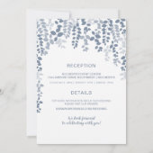 Faire-part de mariage floral rustique (bleu poussi (Dos)