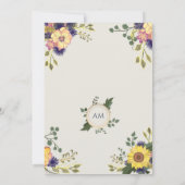 Faire-part de mariage Floral Rustique Bleu Poussié (Dos)