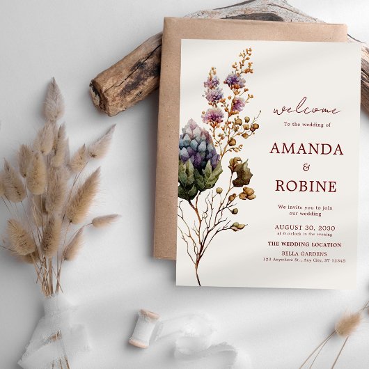 Faire-part de mariage Floral Rustique Boho moderne