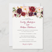 Faire-part de mariage floral rustique burgundy (Devant)