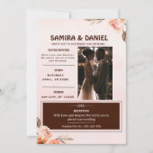 Faire-part de mariage floral rustique crème brun d (Devant)