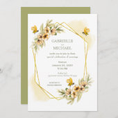 Faire-part de mariage floral rustique d'abeille (Devant / Derrière)