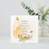 Faire-part de mariage floral rustique d'abeille (Debout devant)