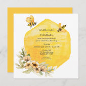 Faire-part de mariage floral rustique d'abeille (Devant / Derrière)