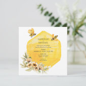 Faire-part de mariage floral rustique d'abeille (Debout devant)