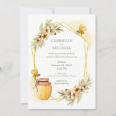 Faire-part de mariage floral rustique d'abeille (Devant)