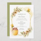 Faire-part de mariage floral rustique d'abeille (Devant / Derrière)