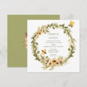 Faire-part de mariage floral rustique d'abeille (Devant / Derrière)