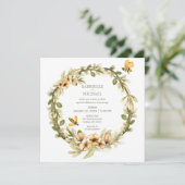 Faire-part de mariage floral rustique d'abeille (Debout devant)