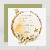 Faire-part de mariage floral rustique d'abeille (Devant / Derrière)