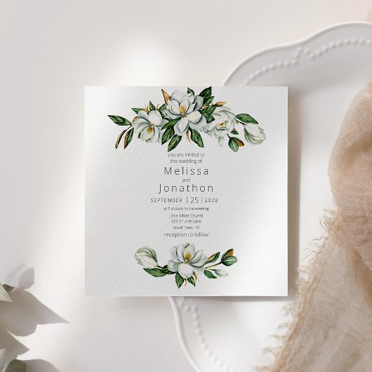 Faire-part de mariage floral rustique de Magnolia