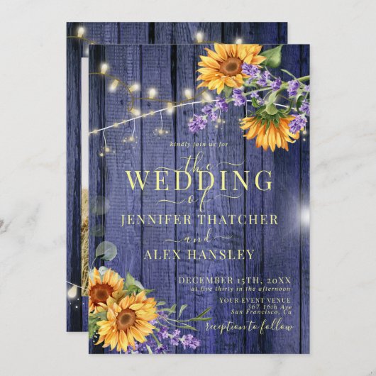 Faire-part de mariage floral rustique des tourneso (Devant / Derrière)