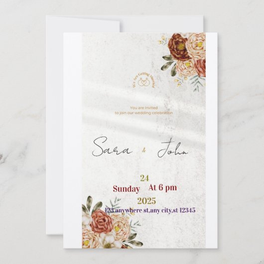 Faire-part de mariage floral rustique | Élégant st (Devant)