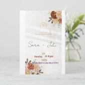 Faire-part de mariage floral rustique | Élégant st (Debout devant)