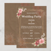 Faire-part de mariage floral rustique rose (Devant / Derrière)