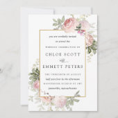 Faire-part de mariage Floral Rustique Rose (Devant)