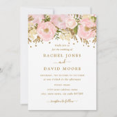 Faire-part de mariage floral rustique rose doré (Devant)