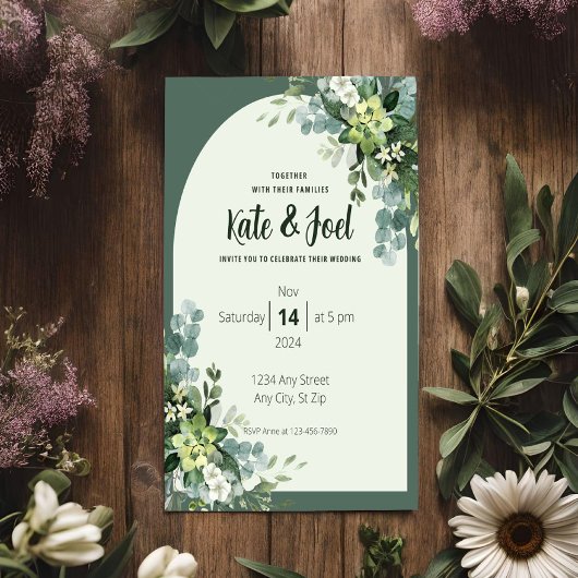 Faire-part de mariage floral rustique simple