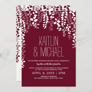 Faire-part de mariage Floral Rustique (Vin Marsala