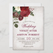 Faire-part de mariage floral rustique vintage (Devant)