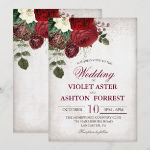 Faire-part de mariage floral rustique vintage