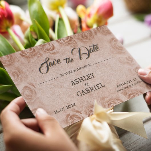 Faire-part de mariage floral rustique vintage
