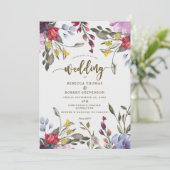 faire-part de mariage floral sauvage de boho moder (Debout devant)