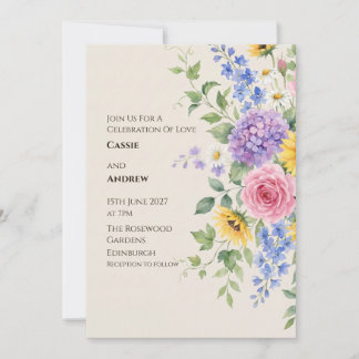 Faire-part de mariage floral séché Herbe de Pampas