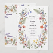 Faire-part de mariage floral séché Herbe de Pampas (Devant / Derrière)